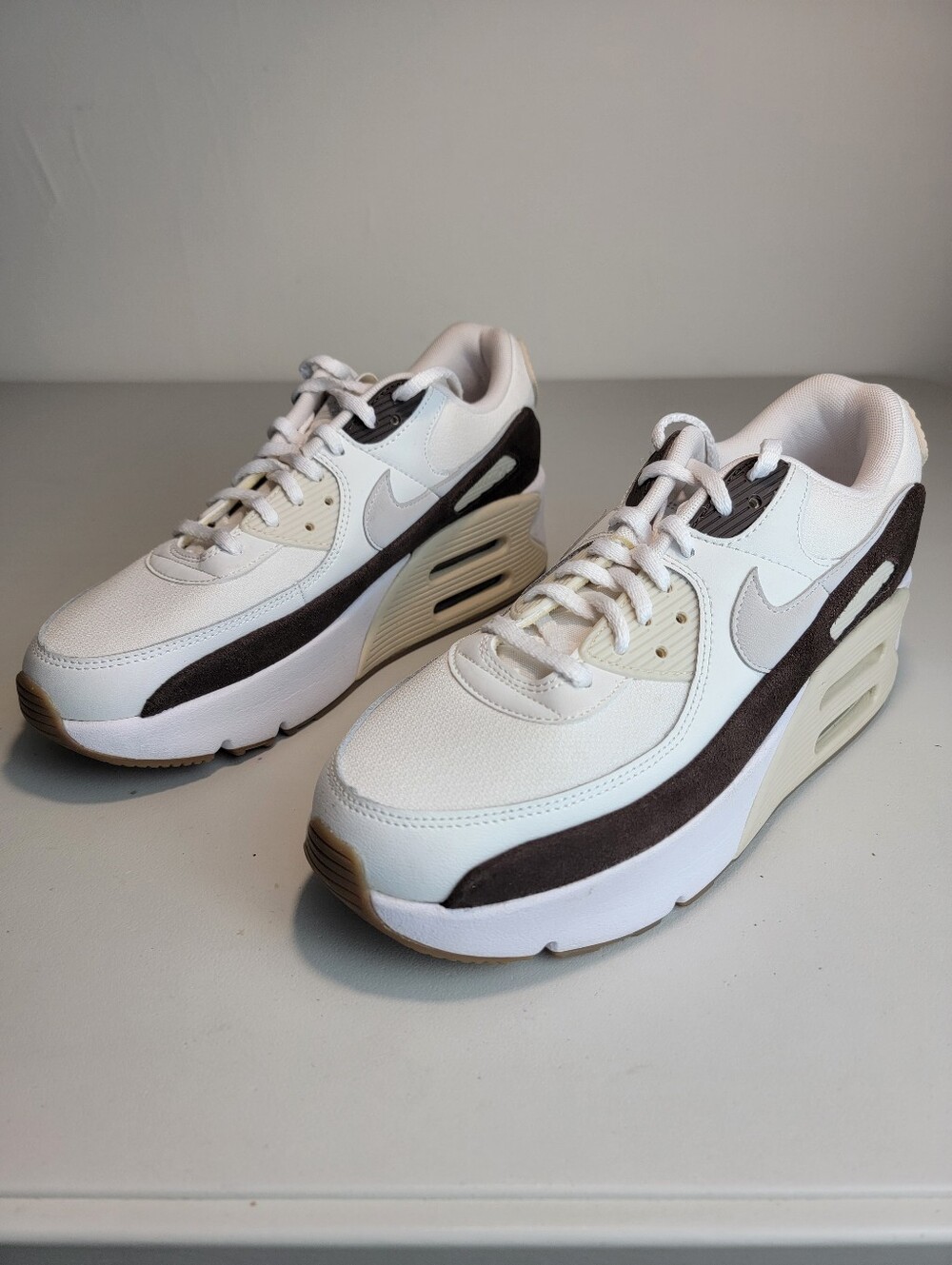 Nike Air Max 90 LV8 Baroque Brown/White Women's 10.5 Low Top Leather FD4328-102